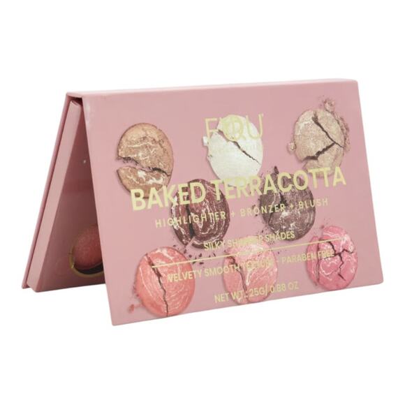 FYORU Baked Terracotta Palette 8 Warm Shimmery Shades Blush Bronzer Highlighter - Picture 2 of 9